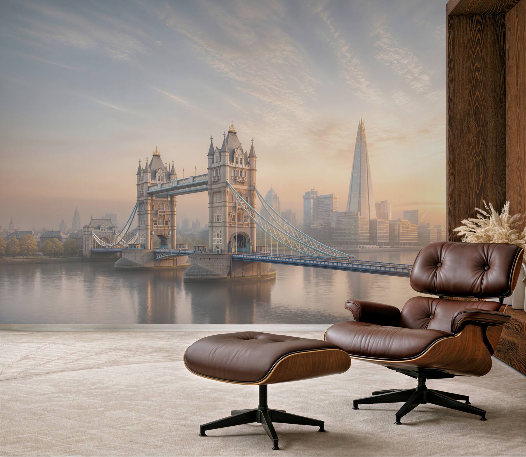 Fototapeta Tower Bridge w Londynie o wschodzie słońca panoramiczna miejska