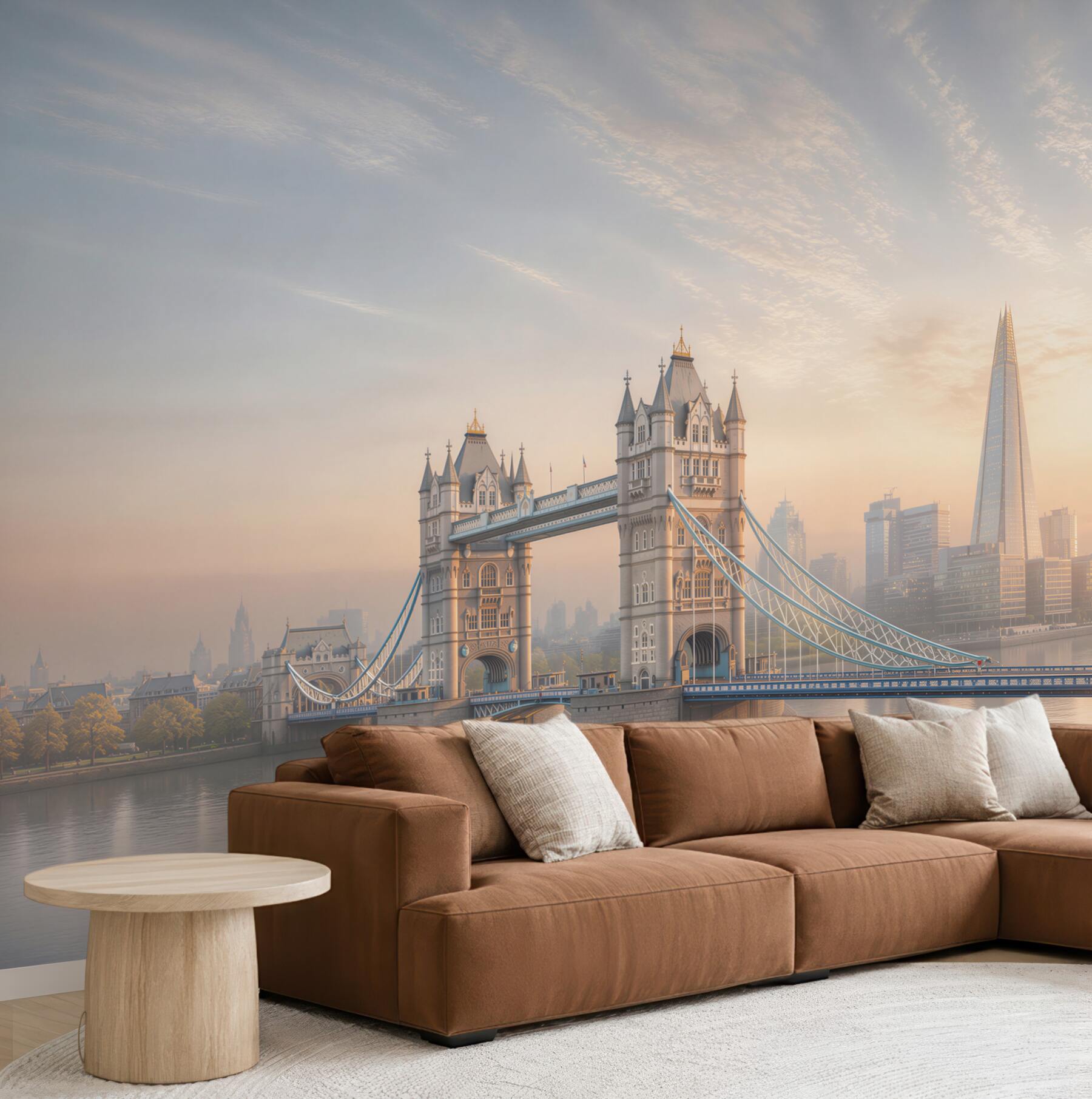 Fototapeta Tower Bridge w Londynie o wschodzie słońca panoramiczna miejska
