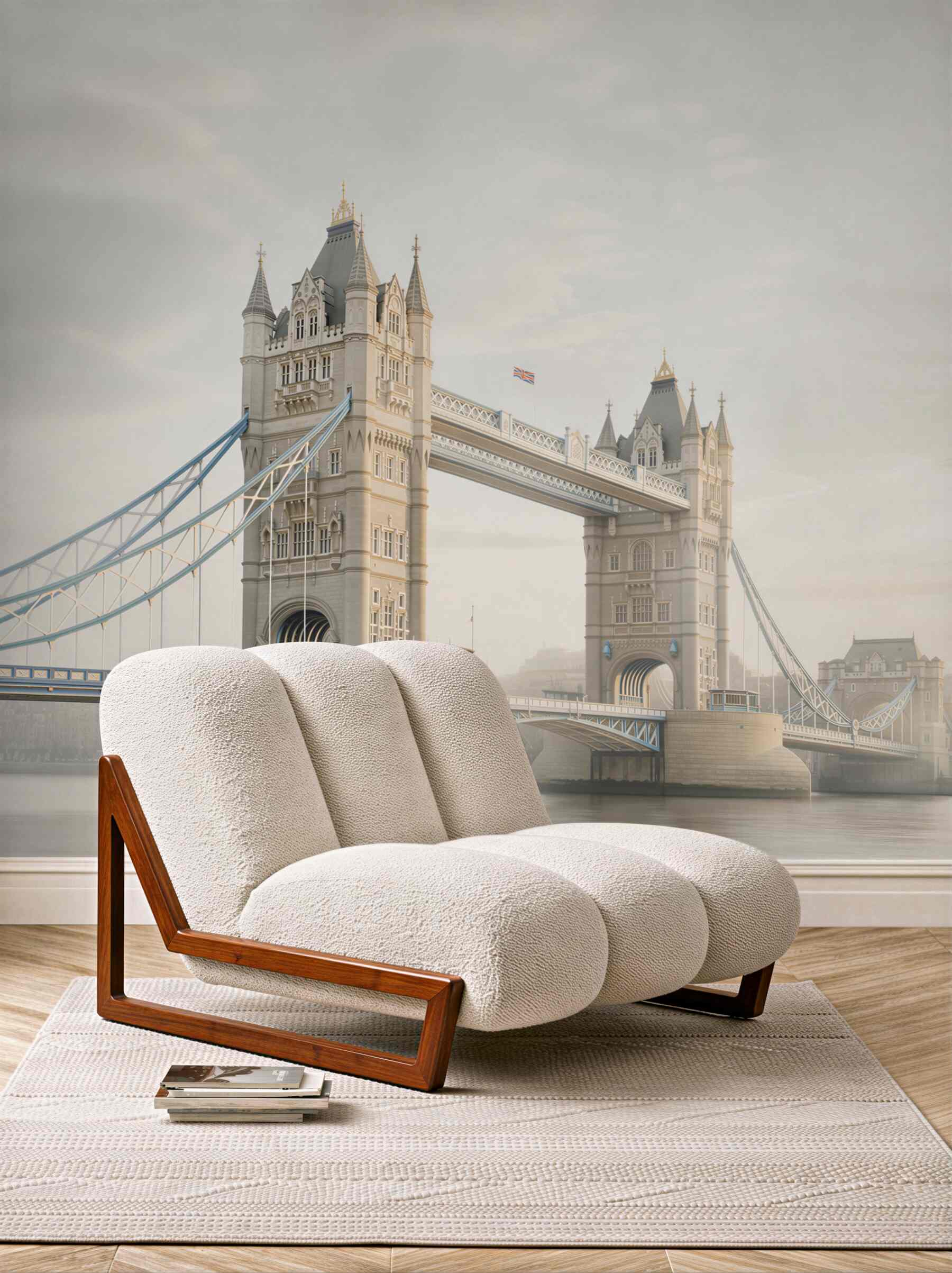 Fototapeta Tower Bridge w Londynie we mgle pastelowy pejzaż miejski