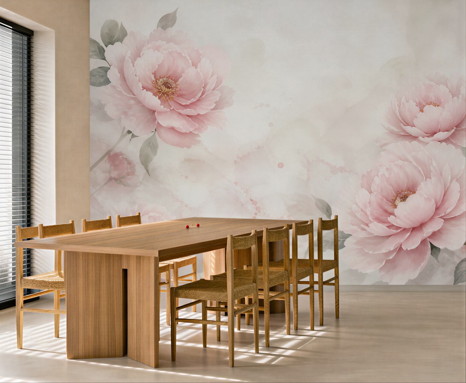 Fototapeta pastelowe piwonie różowe na jasnym tle elegancka do sypialni