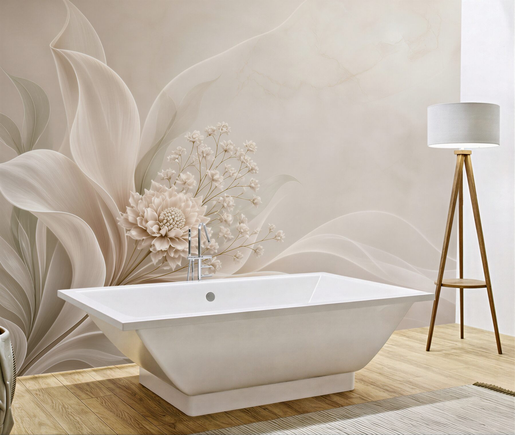 Fototapeta beżowe kwiaty abstrakcyjne delikatne do eleganckiego wnętrza