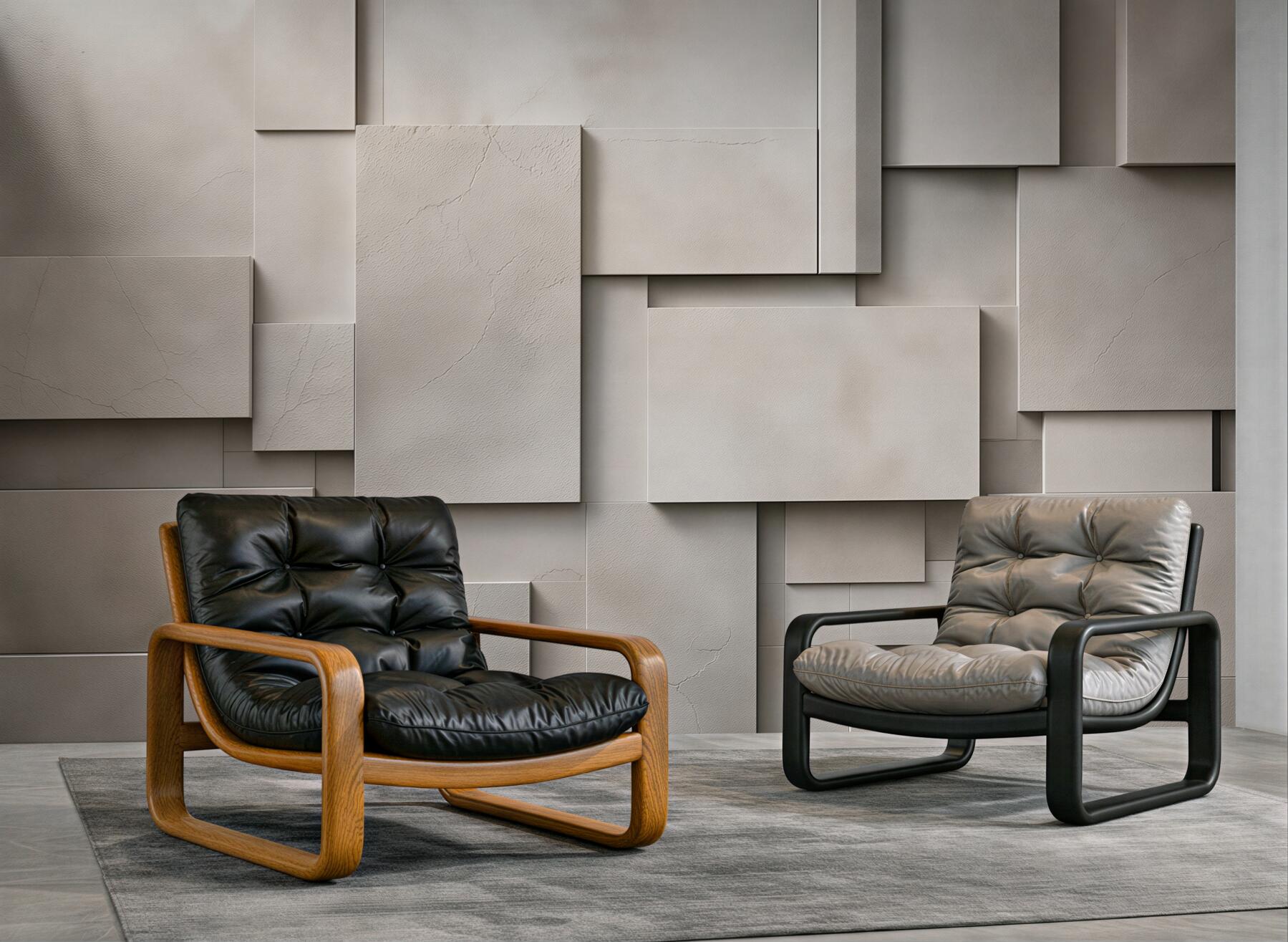 Fototapeta geometryczne panele 3D beżowe nowoczesna abstrakcja do salonu