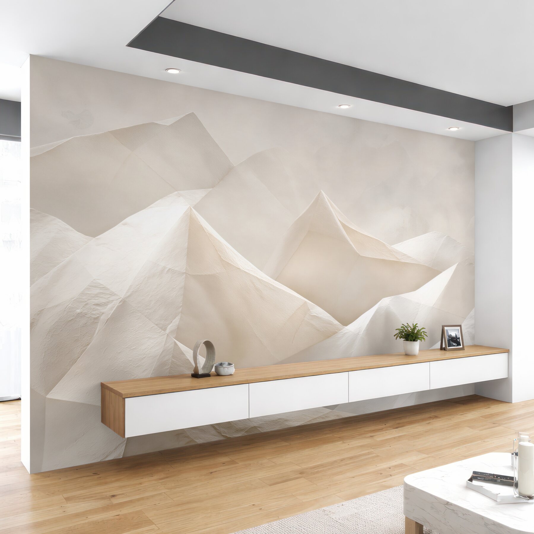 Fototapeta abstrakcyjne góry geometryczne beżowe nowoczesne 3D
