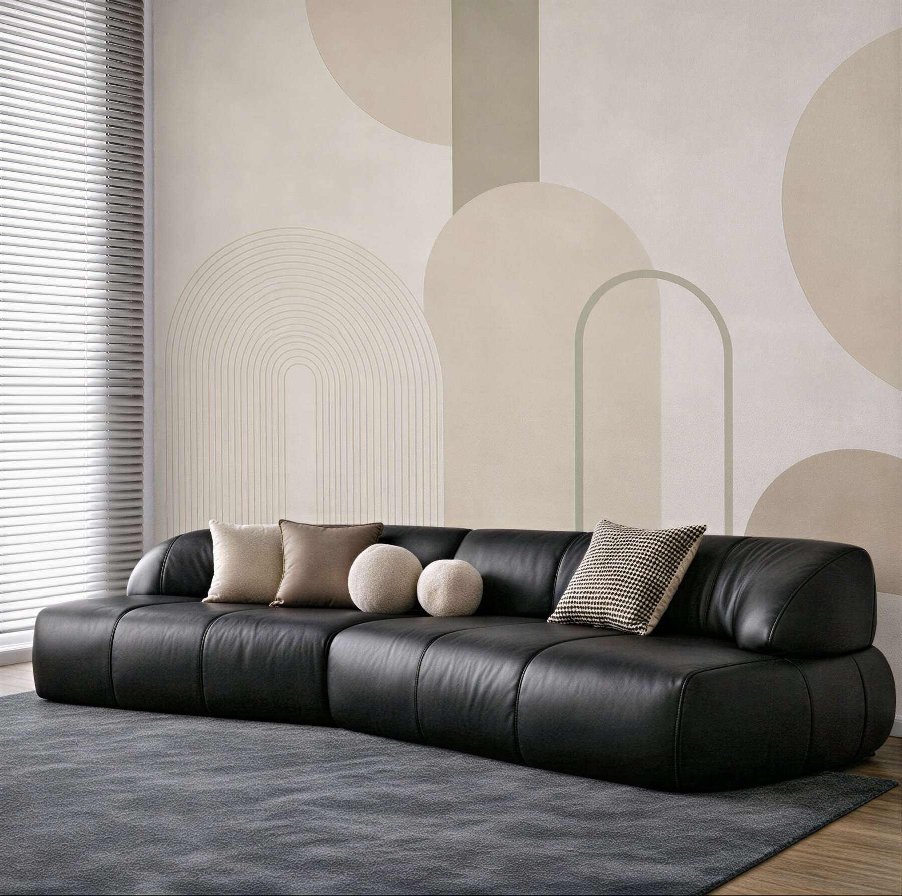 Fototapeta geometryczne łuki i koła beżowe nowoczesne minimalistyczne