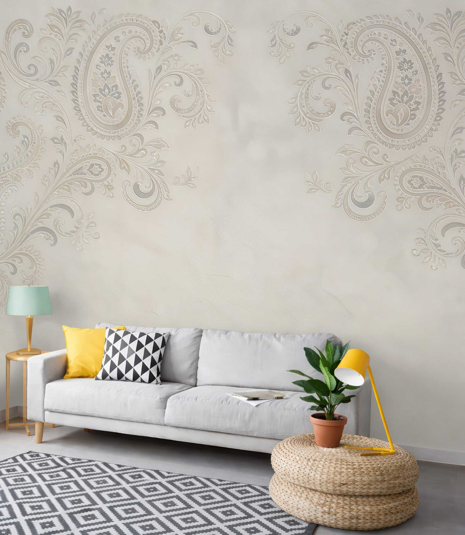 Fototapeta ornament paisley beżowy elegancki wzór klasyczny
