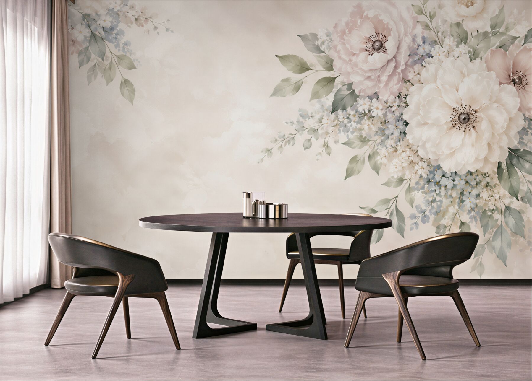 Fototapeta kwiaty peonie i anemony pastelowe eleganckie