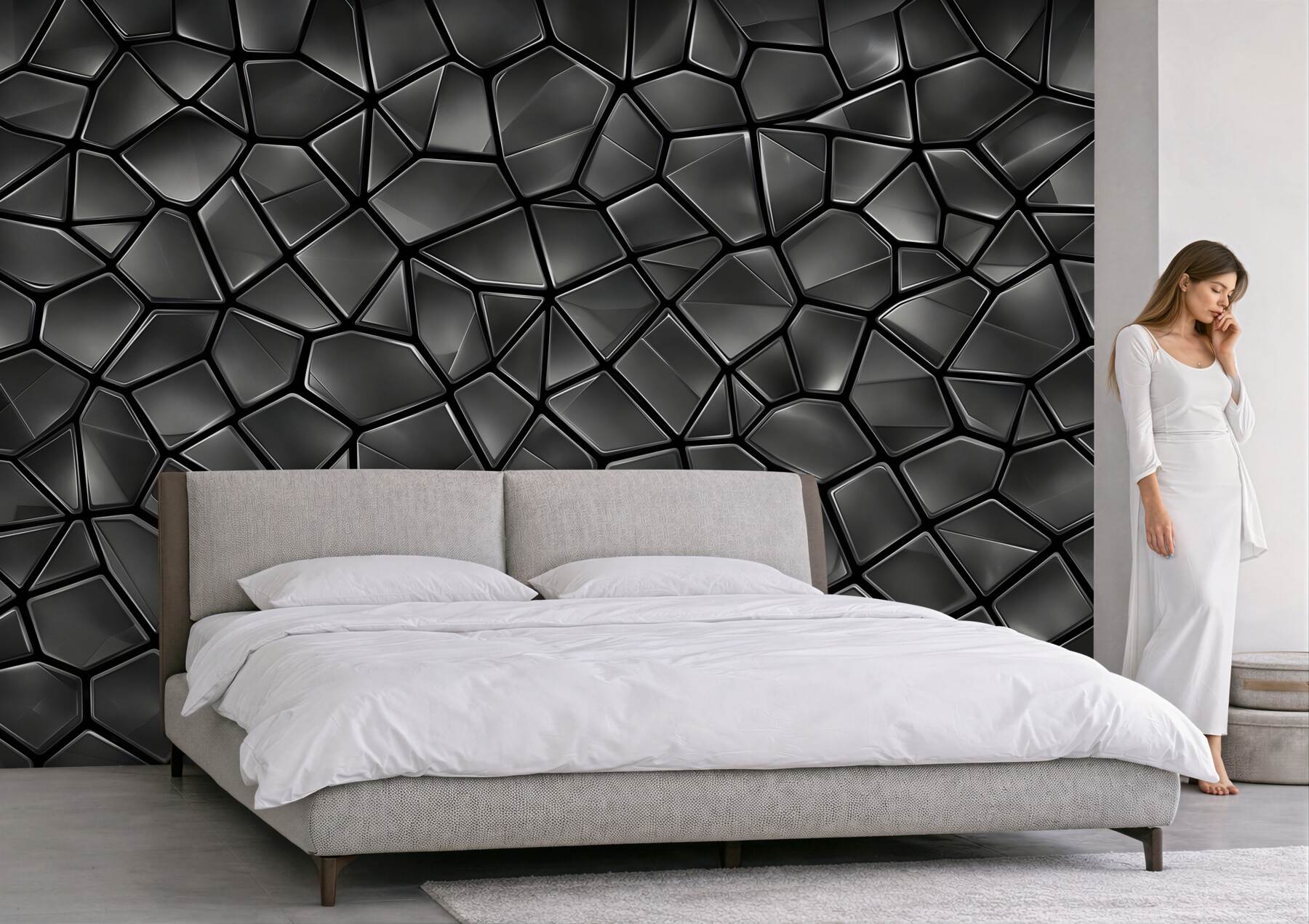 Fototapeta czarna mozaika 3D geometryczna nowoczesna