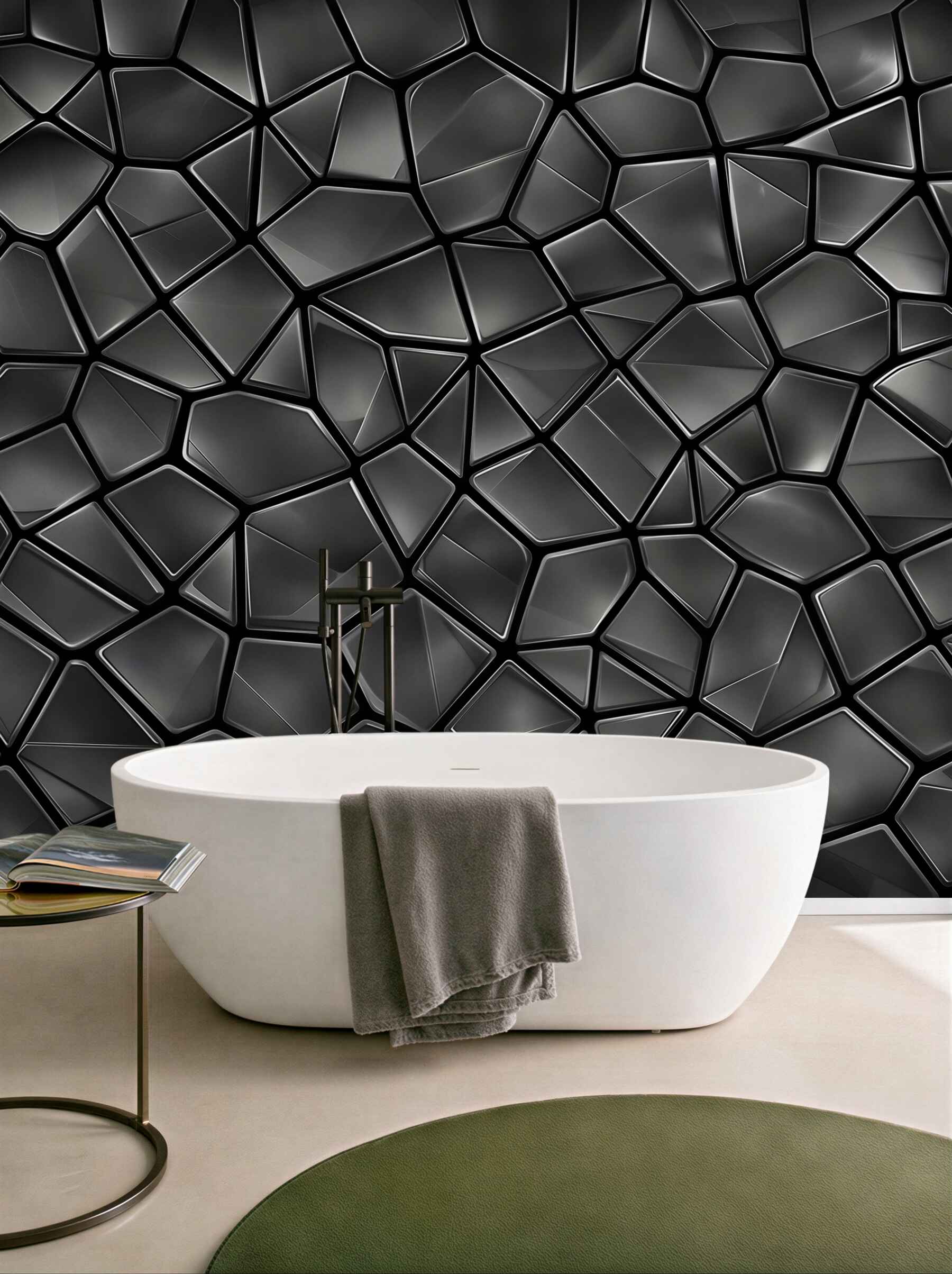 Fototapeta czarna mozaika 3D geometryczna nowoczesna