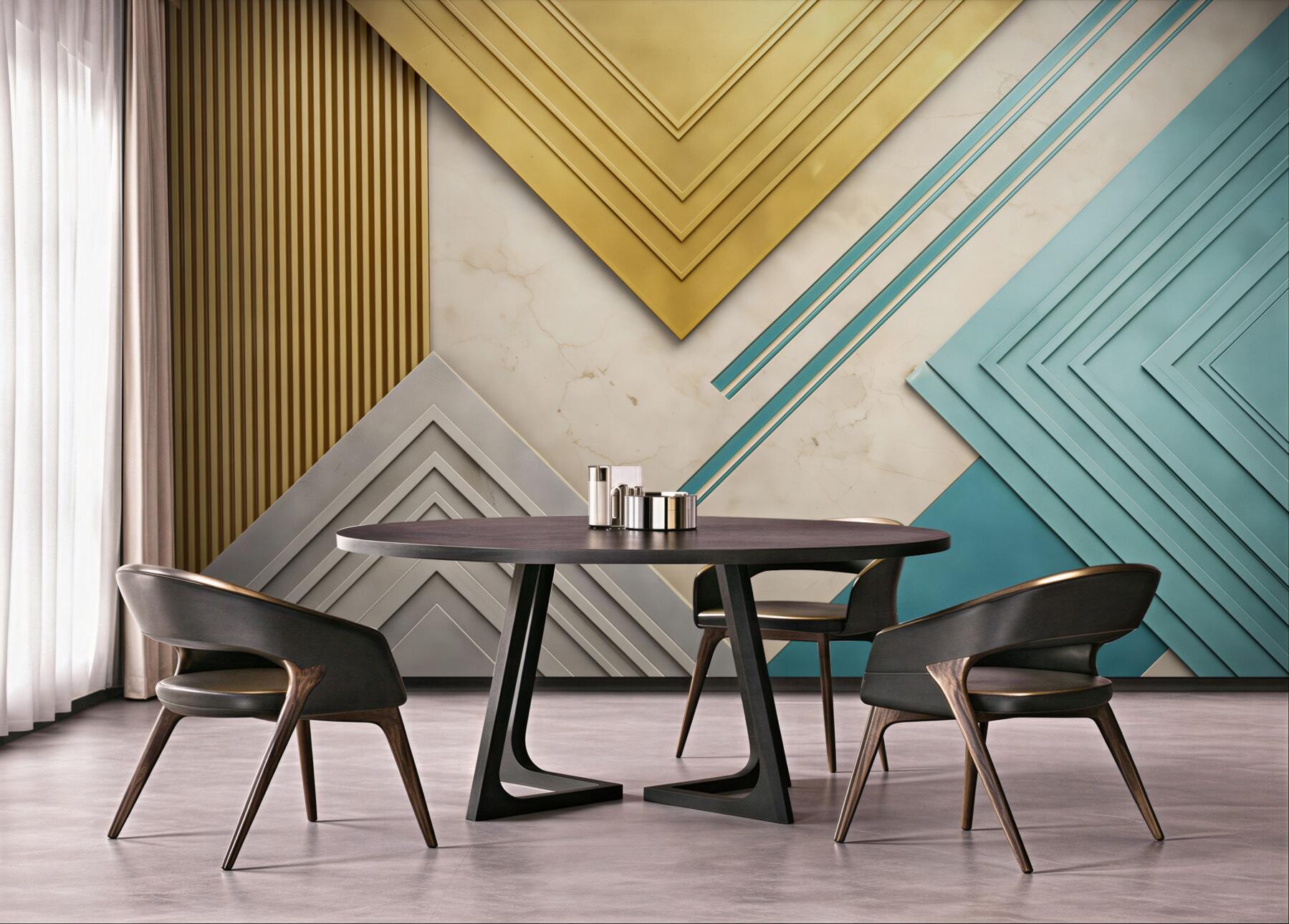 Fototapeta geometryczna złoto turkusowa z marmurem nowoczesna 3D