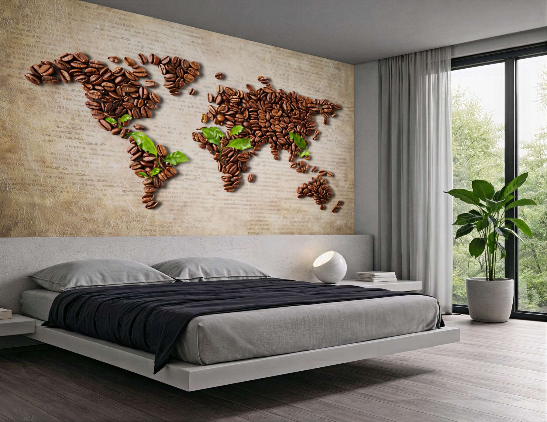 Fototapeta mapa świata z ziaren kawy do kawiarni i kuchni