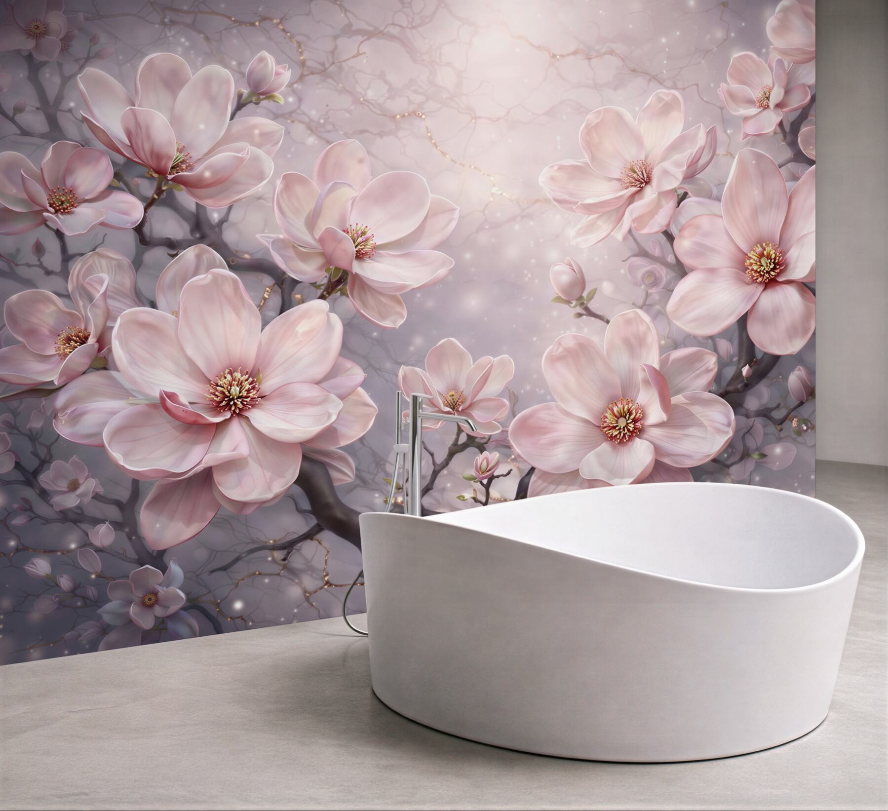 Fototapeta różowe magnolie na gałęziach elegancka i romantyczna