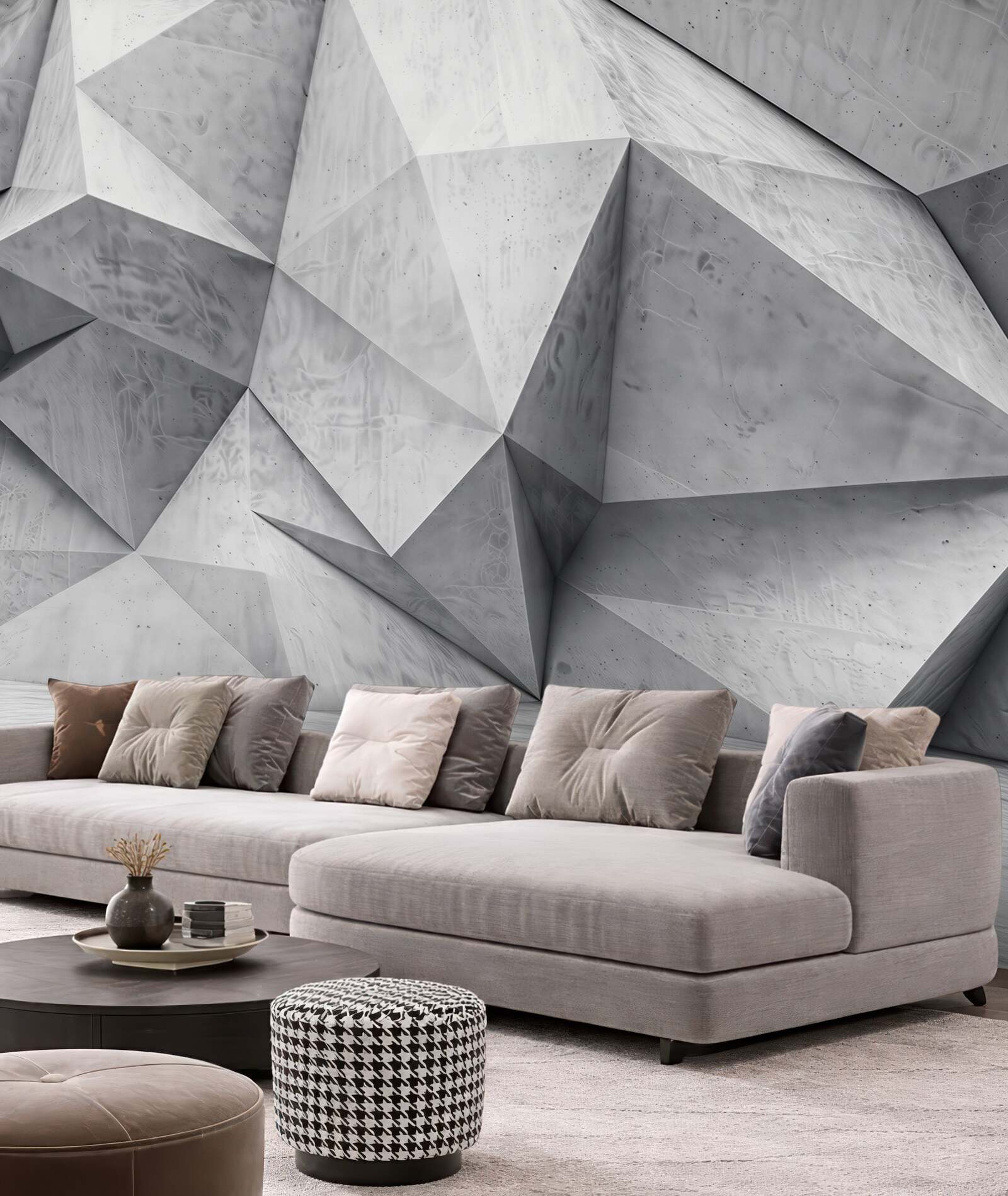 Fototapeta geometryczna ściana 3D szara betonowa nowoczesna abstrakcja