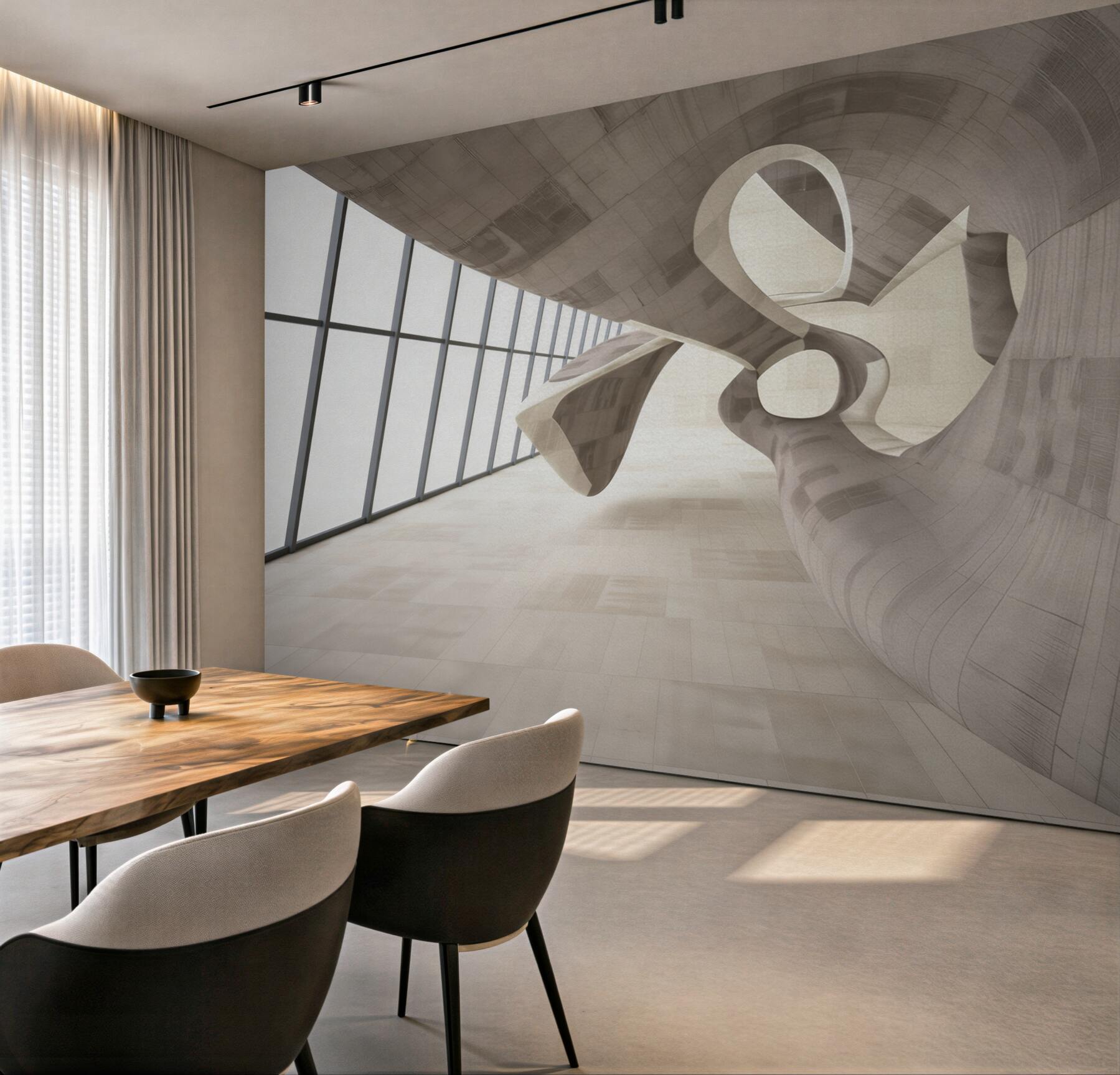 Fototapeta abstrakcyjna architektura 3D beżowa do nowoczesnego wnętrza