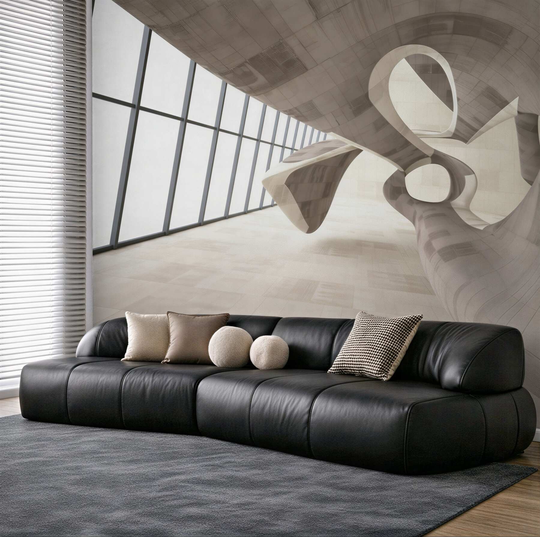 Fototapeta abstrakcyjna architektura 3D beżowa do nowoczesnego wnętrza