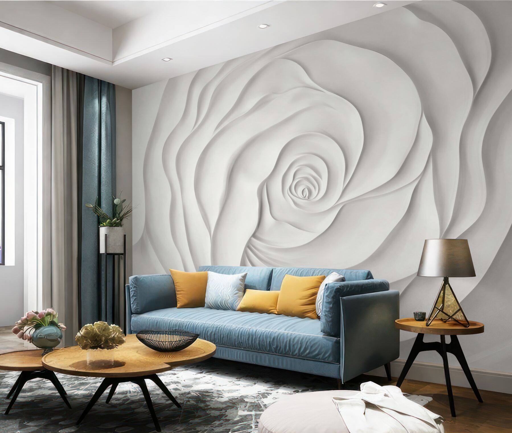 Fototapeta biała róża 3D elegancka minimalistyczna