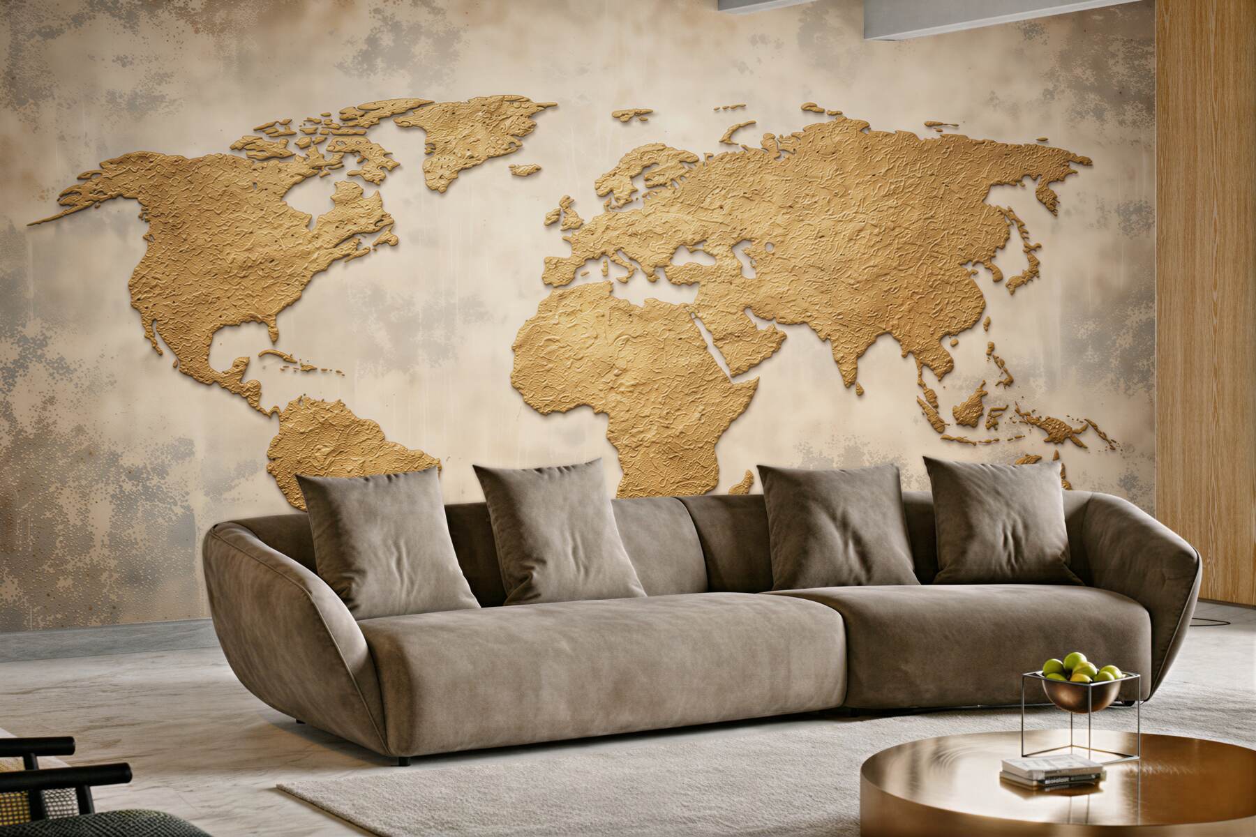 Fototapeta mapa świata beżowa w stylu vintage do biura