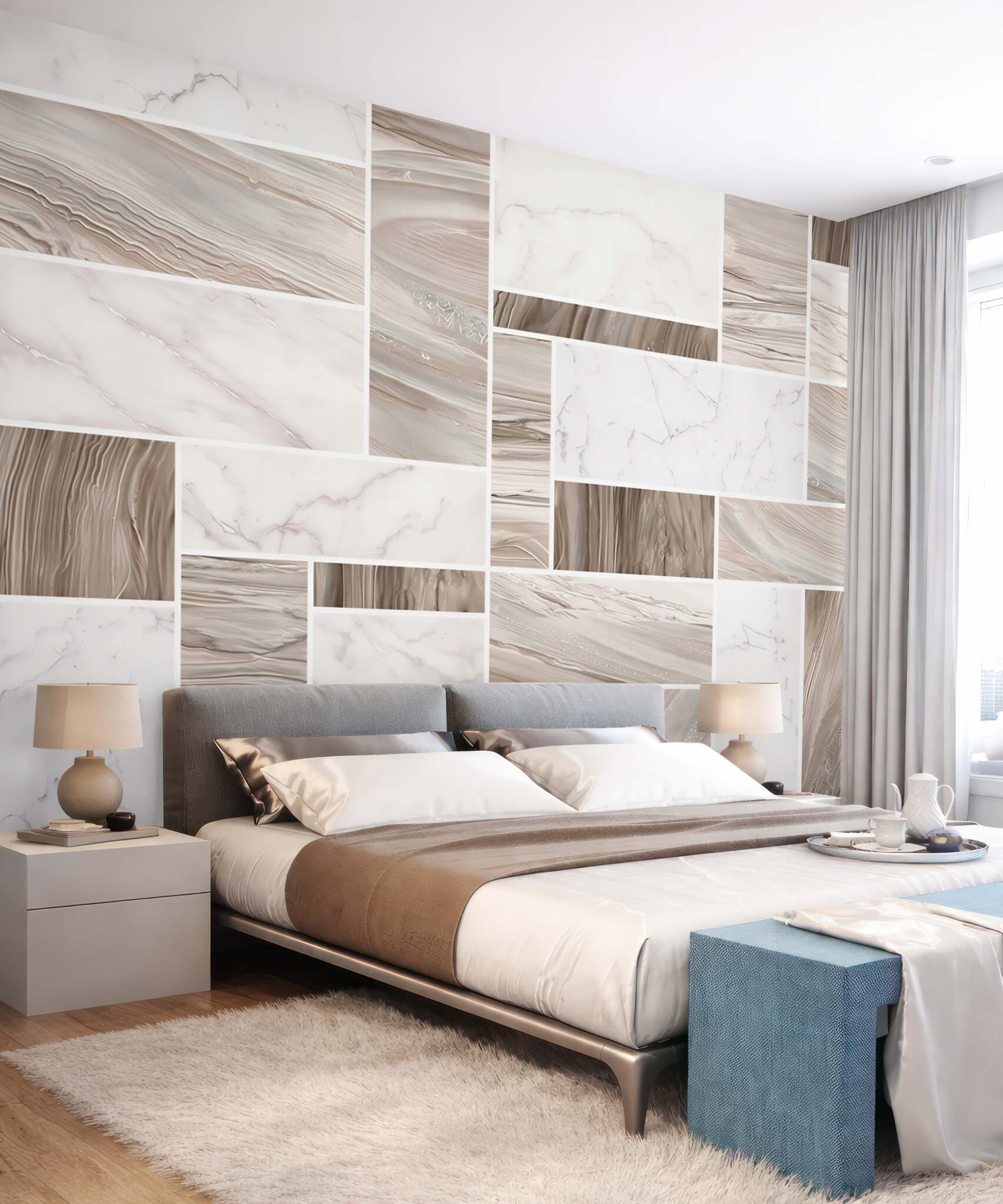 Fototapeta marmur beżowy patchwork nowoczesny elegancki