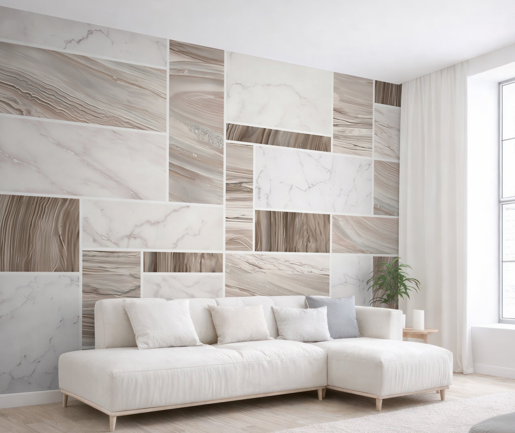 Fototapeta marmur beżowy patchwork nowoczesny elegancki