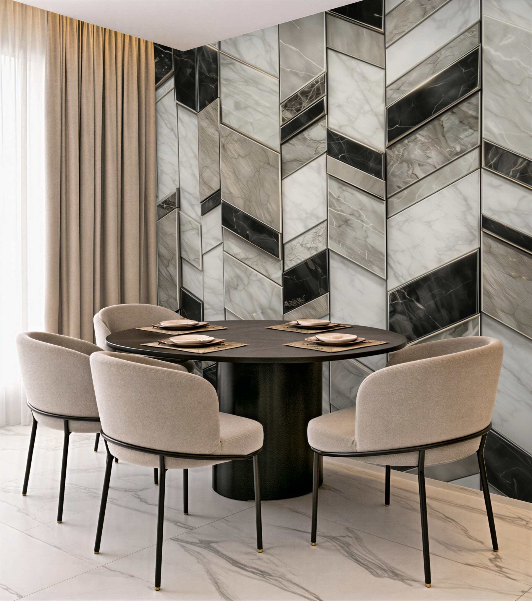 Fototapeta geometryczny marmur biało czarny nowoczesny wzór glamour