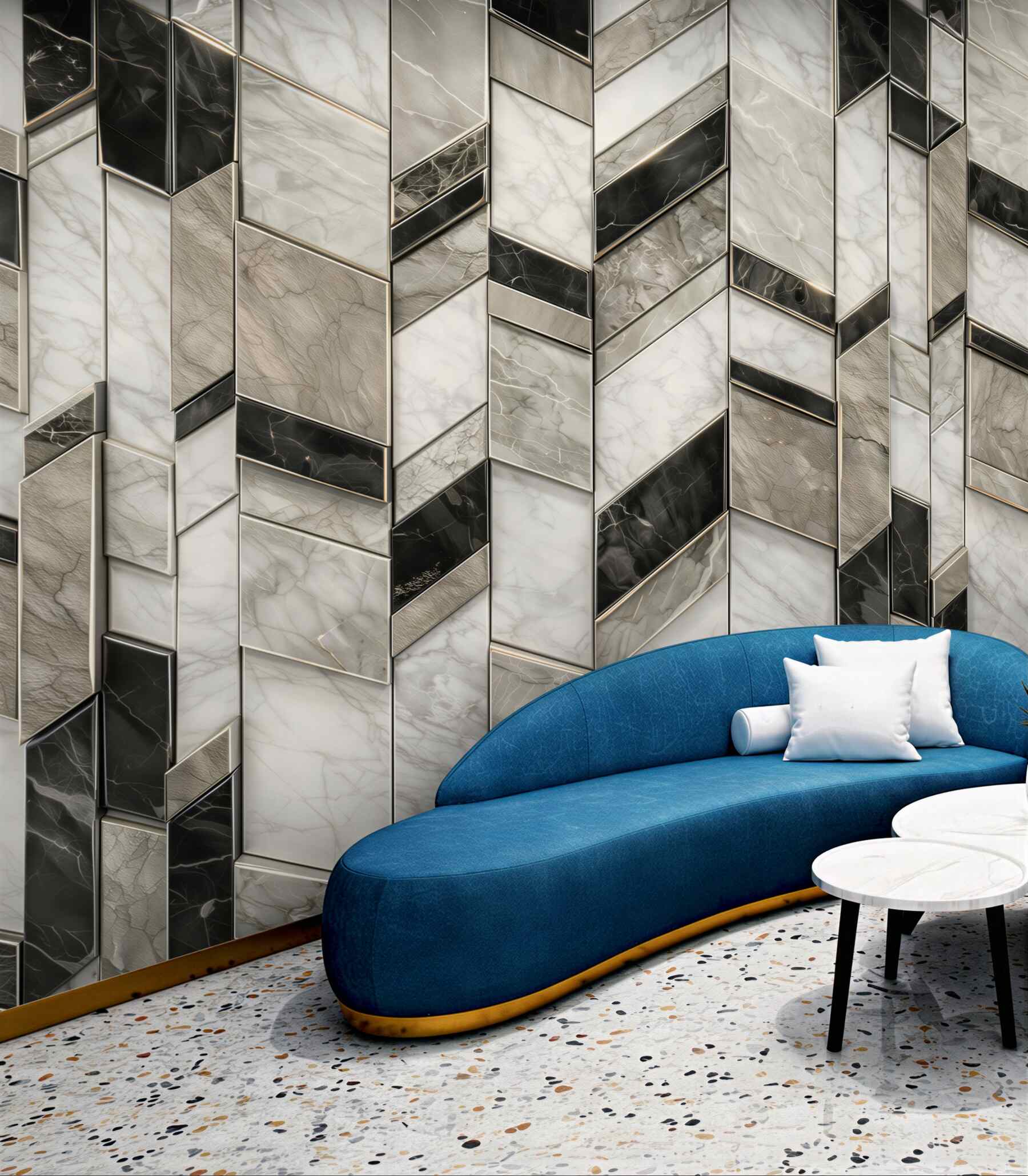 Fototapeta geometryczny marmur biało czarny nowoczesny wzór glamour