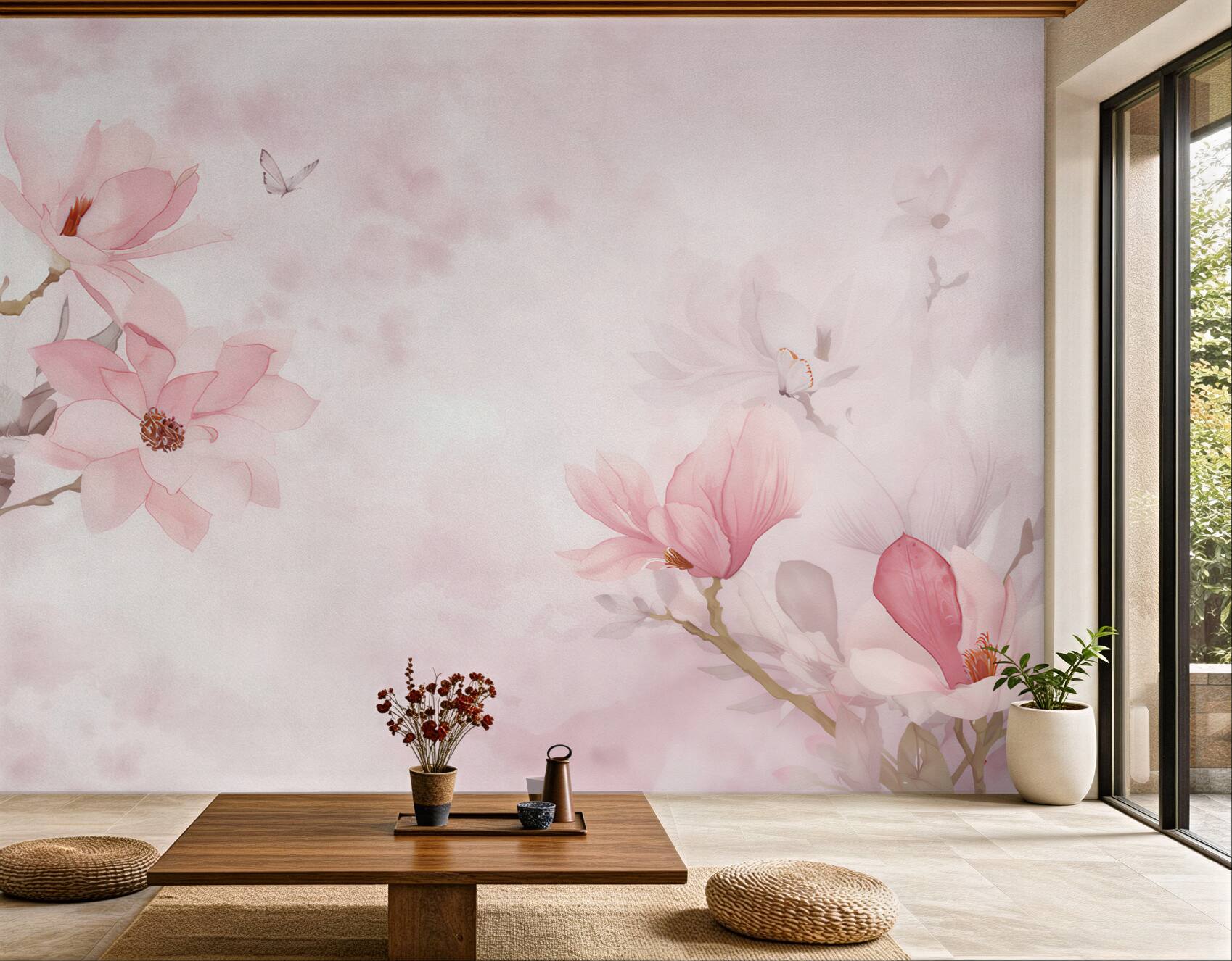 Fototapeta magnolie pastelowe różowe delikatne do sypialni